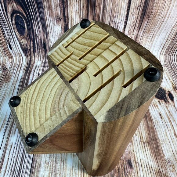 Mac Tools Knives Brown Wood Block ONLY 7 Slot Knife Holder Kitchen Storage - Picture 8 of 10